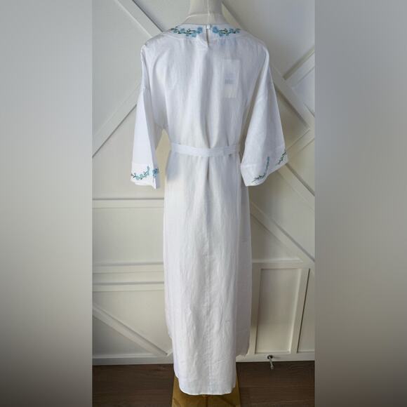 NWT Fanm Mon x Andie Kepez Kaftan Embroidered Dress White 100% Linen
Size Small - Picture 8 of 13
